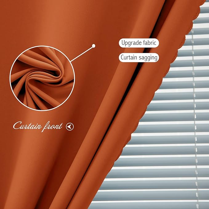 Self Adhesive Curtains Portable Blackout Curtain Simple and Easy to Install Bedroom Window Thermal Lnsulated Kitchen Room Darkening Black Small Drapes, 59" W X 96" L, Orange, 1 Panel