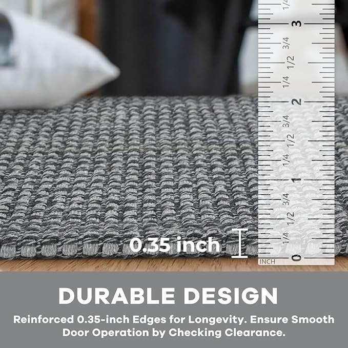 KOZYFLY Extra Long Runners for Hallways 3x14 ft Washable Kitchen Runner Non Slip Rubber Backed Hallway Rug Cotton Entryway Runner Rug Floor Carpet for Indoor Hall, Kitchen, Stair, Grey/Dark Grey