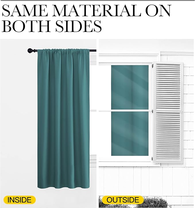 NICETOWN Blackout Curtains for RV Windows, Sea Teal, 29" by 20", 2 Panels, Room Darkening Window Curtain Panels, Easy-Care Solid Thermal Insulated Draperies/Drapes for Daughter Room