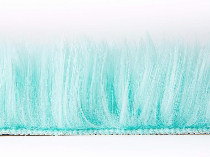 Ashler faux fur rug, Fluffy Shaggy Area Rug Ultra Soft 3 x 3 Feet Round Fur Rug, Turquoise Fuzzy Rug Machine Washable Shag Rug, Nursery Decor Throw Rugs for Bedroom, kids room, Living Room