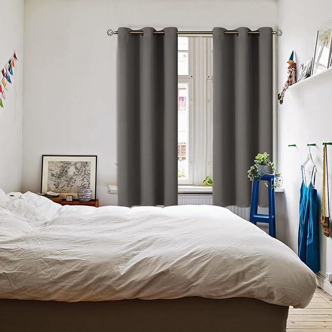 BGment Blackout Curtains for Bedroom - Grommet Thermal Insulated Room Darkening Curtains for Living Room, Set of 2 Panels (42 x 63 Inch, Grey)