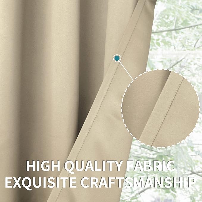 BGment Room Darkening Curtains for Bedroom - Grommet Thermal Insulated Window Treatments Light Blocking Curtains for Living Room, Set of 2 Panels, Each 46 x 54 Inch, Beige
