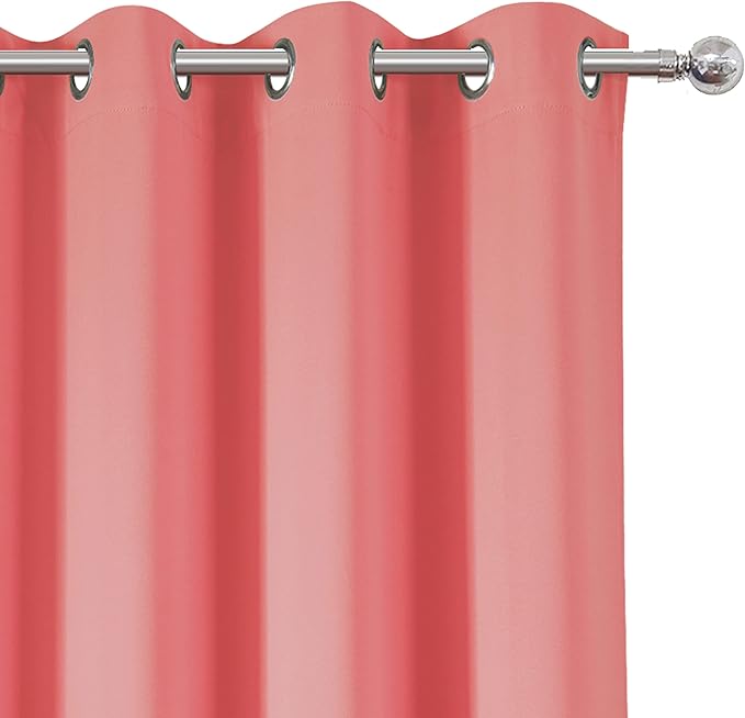 LEMOMO Blackout Curtains 52 x 95 inch/Coral Curtains Set of 2 Panels/Thermal Insulated Room Darkening Bedroom Curtains