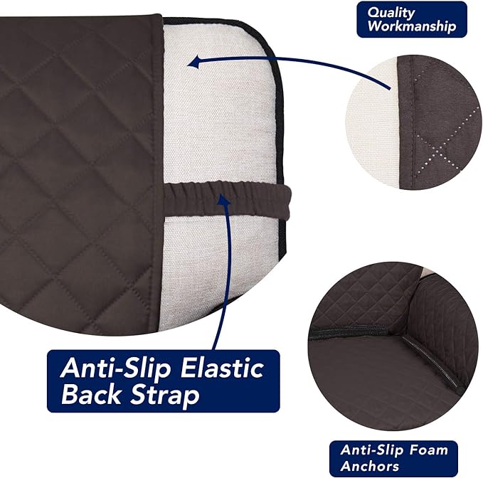 PureFit Reversible Quilted Sofa Cover, Water Resistant Medium Slipcover Furniture Protector, Washable Couch Cover with Non Slip Foam and Elastic Straps for Kids, Dogs, Pets (Loveseat, Chocolate/Beige)