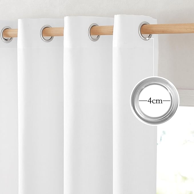 NICETOWN Linen White Curtains 84 inch Length 2 Panels Set, Grommet Thick Flax Linen Blend Window Treatment Privacy Assured with Light Filtering for Bedroom/Living Room, W55 x L84
