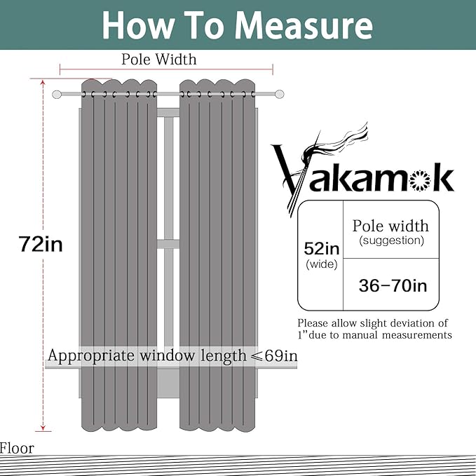 Yakamok Pure White Total Blackout Curtains, Heavy Duty Lined Blackout Drapes 72 Inches Long, Thermal Insulated Room Darkening Curtains for Bedroom(52" Width Each Panel, 2 Panels)