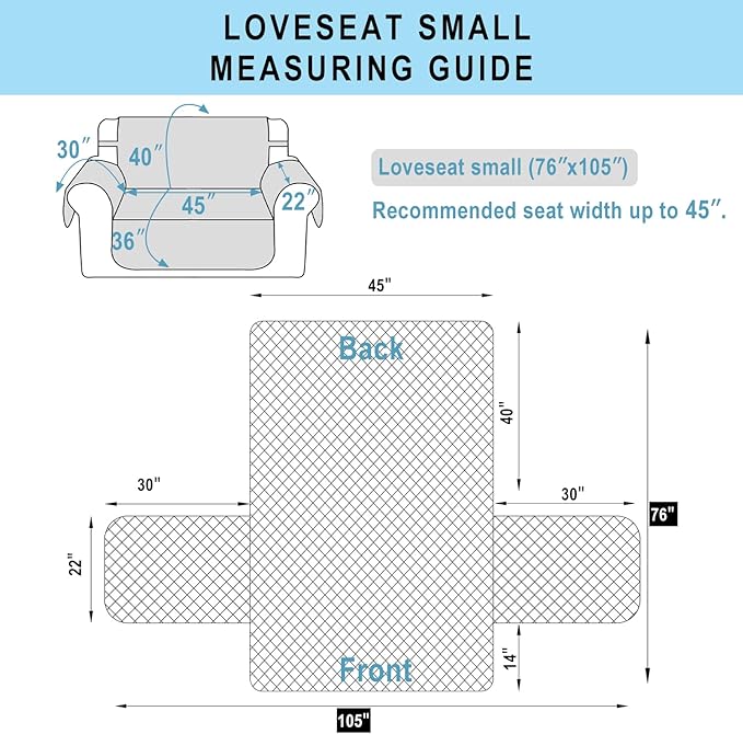 Reversible Loveseat Sofa Covers Couch Cover Furniture Protector(Loveseat Small,Brown/Beige)