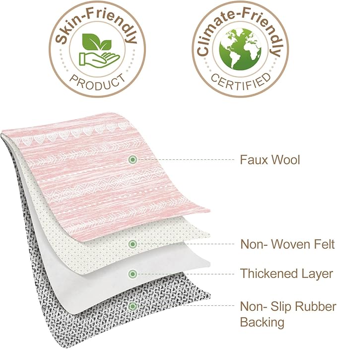 Nakagishi Pink Rugs for Bedroom Girls: 6x9 Washable Boho Large Neutral Cute Soft Area Rug Modern Indoor Floor Non Slip Accent Carpet for Living Room Nursery Kids Playroom Preppy Room Dorm Baby Room