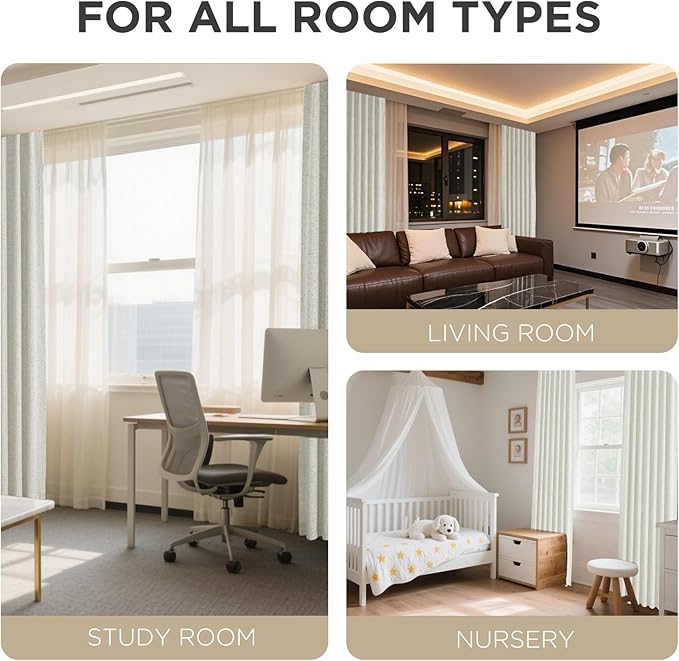Joydeco Blackout Curtains for Bedroom - 100% Light Blocking 2 Panels Light Beige Drapes 37"W x 90"L, Thermal Insulated Room Darkening Curtains, Linen Textured for Living Room, Rod Pocket & Back Tabs