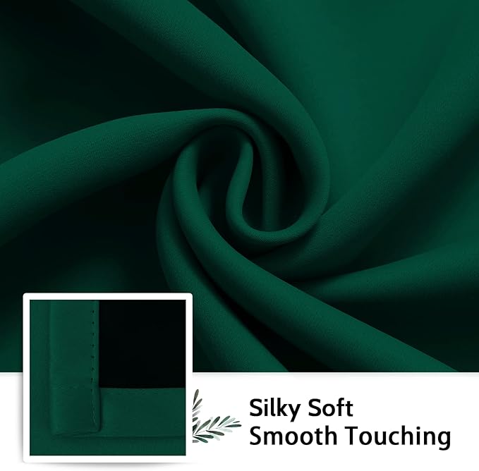 SimpleHome 100% Blackout Curtains for Bedroom,Thermal Insulated Dark Green Grommet Window Drapes Room Darkening Curtains for Living Room with Black Back,38 x 84 Inch,2 Panels