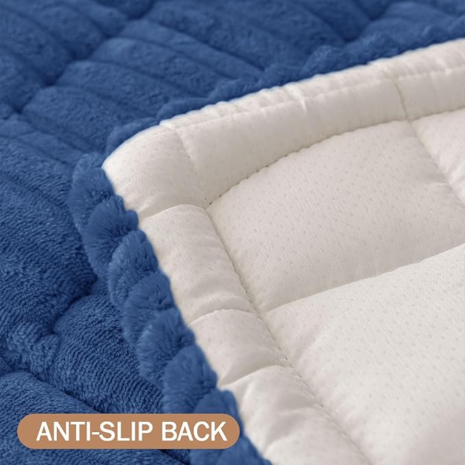 Smiry Couch Cover for Dogs Washable, Non Slip Fuzzy Pet Couch Covers for 3 Cushion Sofa Pet Friendly, Thick Soft Sofa Slipcovers Cushion Protector (Navy Blue, 27.6" x 70.9")