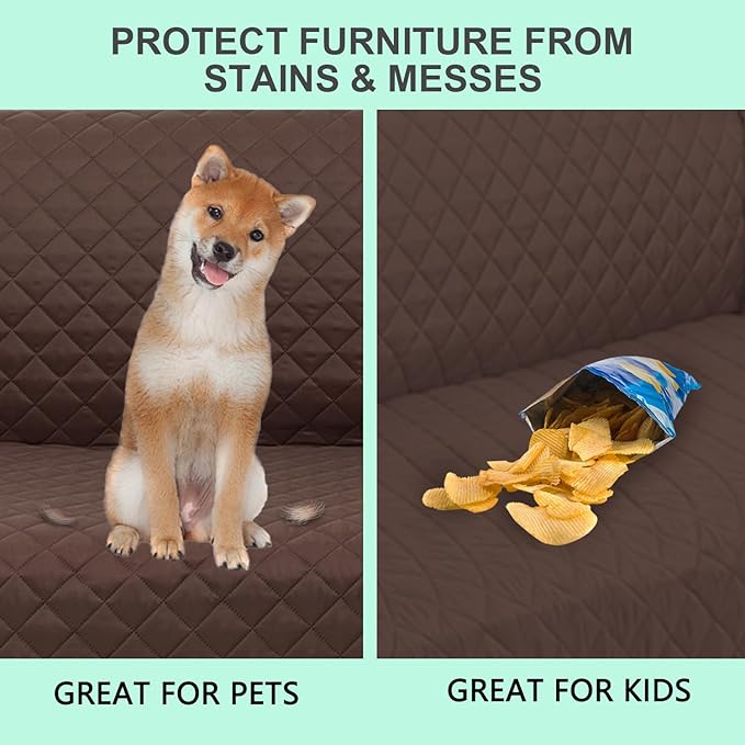 Recliner Chair Covers Reversible Sofa Couch Cover for Pets Lazy Boy Furniture Protector(28''Recliner,Chocolate/Beige)