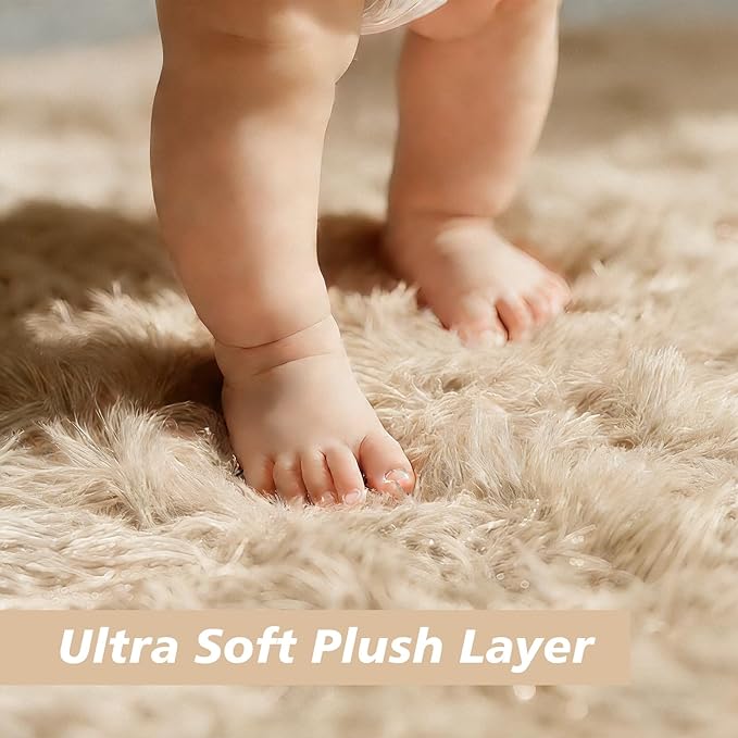 yulidayang Fluffy Round Area Rugs for Bedroom,5'X5'Shag Circle Area Rugs for Girls Room,Non Slip Fuzzy Plush Rug for Kids Room Living Room and Dorm Home Decor Rug