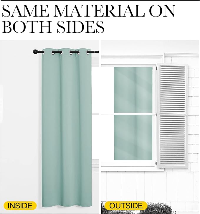 NICETOWN Blackout Curtain Panels for Bedroom, 2 Panels, W70 x L95-inch, Aqua, Thermal Insulated Grommet Top Blackout Draperies and Drapes for Basement