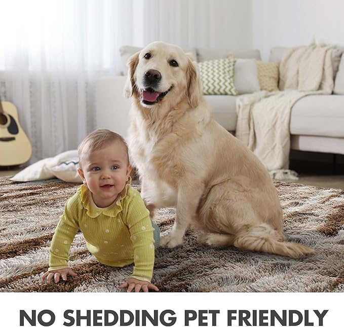 9x12 Ft Extra Large Shag Rugs for Living Room, Ultra Soft Fluffy Furry Area Rugs for Bedroom Indoor Floor, Aesthetic Carpet for Kids Home Decor (Khaki)