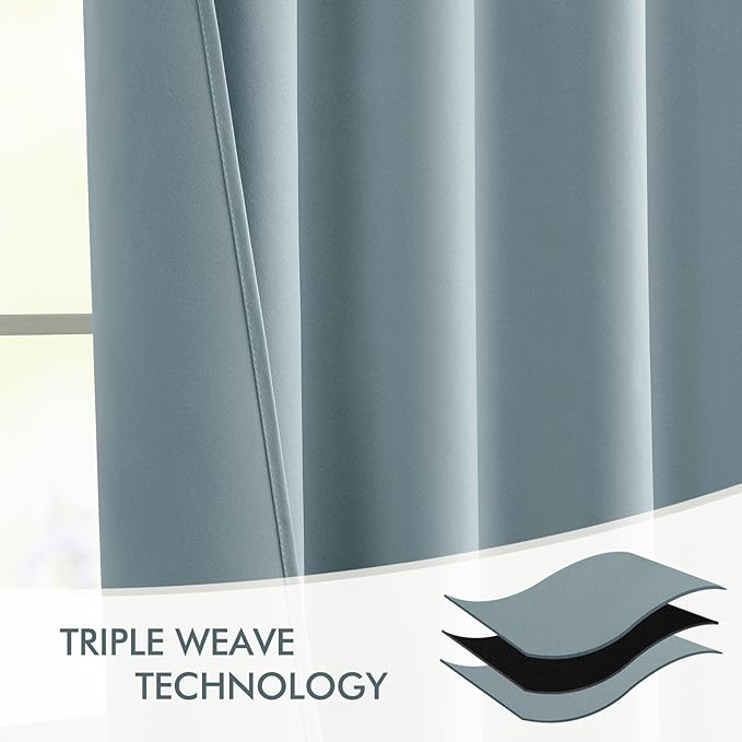 MIULEE Slate Blue Back Tab Blackout Curtains 108 Inch Long 2 Panels Set for Bedroom, Rod Pocket/Pinch Pleat Extra Long Thermal Insulated Living Room Darkening Pleated Light Blocking Drapes