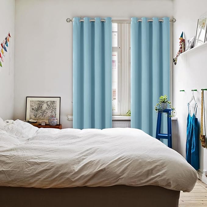 BGment Room Darkening Curtains 95 Inches Long - Grommet Thermal Insulated Drapes Window Treatment Curtains for Bedroom, 2 Panels, 52 x 95 Inch, Greyish Blue