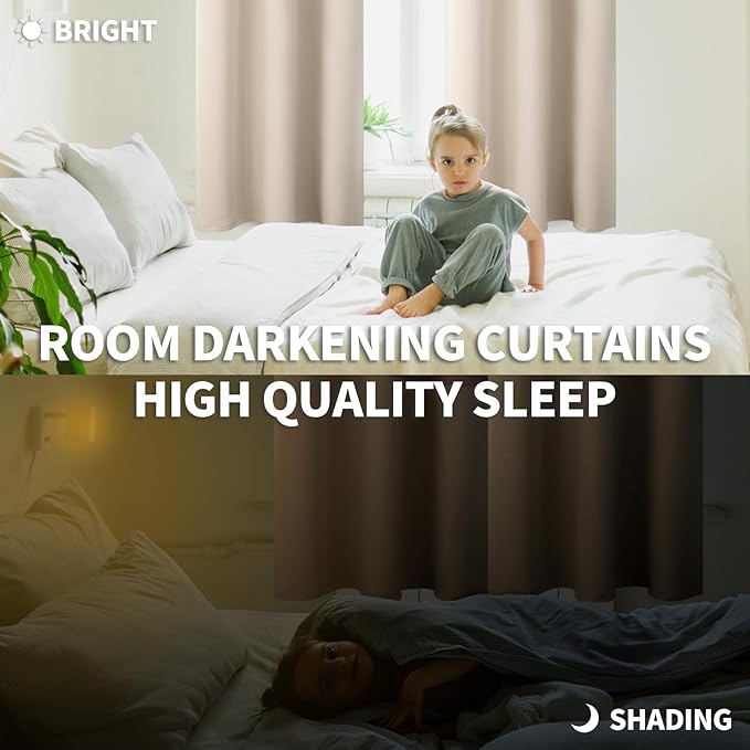 BGment Blackout Curtains - Grommet Thermal Insulated Room Darkening Bedroom and Living Room Curtains, Set of 2 Panels (38 x 63 Inch, Champagne)