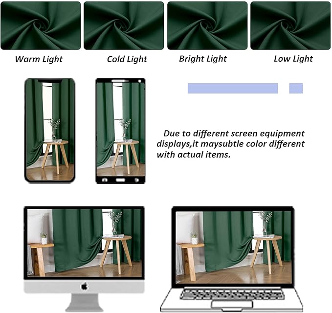Simplebrand Ever Green Blackout Curtains for Bedroom 102 Inches Long 2 Panels, Solid Thermal Insulated, Energy Saving Living Room Window Treatment Curtains Blackout Drapes, W50 x L102 Inch, Ever Green