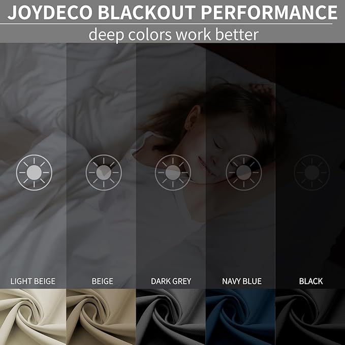 Joydeco Blackout Curtains 108 Inches Long 2 Panels Set, Thermal Insulated Long Curtains& Drapes 2 Burg, Room Darkening Drapes for Bedroom Living Room Window (Light Grey, W37 x L108 Inch)