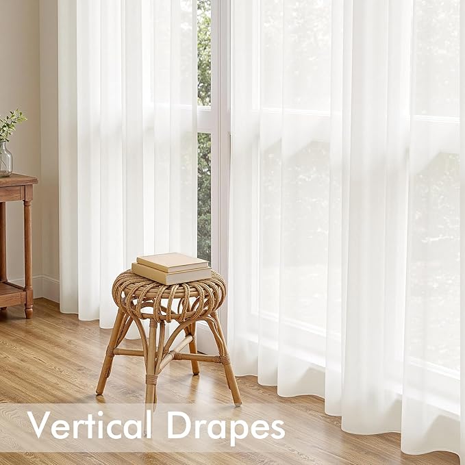 MIULEE Ivory Sheer Curtains 72 Inches Long, 4 Panels Set, Light Filtering Rod Pocket Voile Drapes for Living Room and Bedroom, Airy Soft Fabric Window Treatments, 54 x 72 Inches
