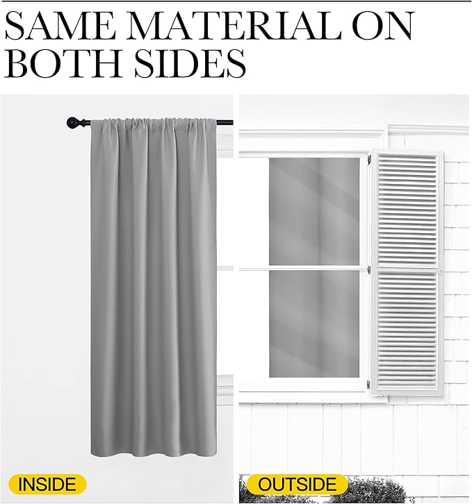 NICETOWN Blackout Curtain Panels for Window - Energy Efficient & Noise Reducing Thermal Insulated Rod Pocket Blackout Drapes/Draperies for Living Room (Silver Grey, 2 Panels, W52 inches x L63 inches)
