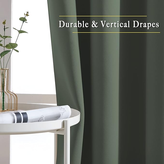 NICETOWN Privacy Blackout Doorway 80 inch Curtains, Grommet Light Blocking Window Treatments Thermal Drapes for Bedroom/Living Room, W46 x L80, 2 Panels, Dark Mallard