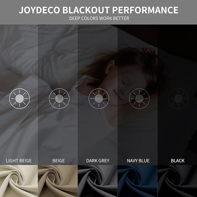 Joydeco Blackout Curtains 45 inch Length 2 Panels Set, Thermal Insulated Long Curtains & Drapes 2 Burg, Room Darkening Grommet Drapes for Bedroom Living Room Windows (W52 x L45 Inch, Brown)