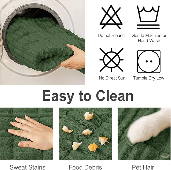 hyha Couch Covers for Dogs Washable, Non Slip Plush Dog Sofa Protectors, Fuzzy Pet Couch Covers for 3 Cushion Sofa Pet Friendly (Dark Green, 27.6" x 70.9")