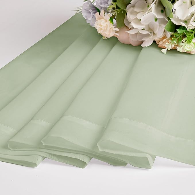 OWENIE Sheer Curtains 84 inches Long 2 Panels Set for Bedroom Living Room, Soft Solid Living Room Rod Pocket Light Filtering Curtains, 2 Pcs Each 42“ W x 84" L, Light Green