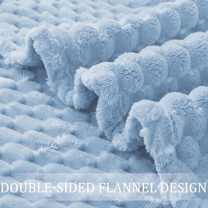 Exclusivo Mezcla Fleece King Blanket for Bed, Extra Large Fuzzy Stone Blue Bed Blankets, Soft Cozy Plush Sofa Throws for All Seasons, 90x104 Inches