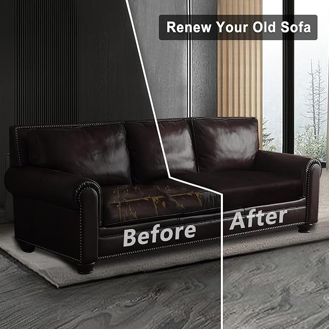Leather Look Couch Cushion Covers Sofa Seat Slipcovers Sets Couches Furniture Protector for Sectional Armchair Loveseat Pets Kids Stretch Spandex Fabric (1 Cushion Loveseat, Chocolate)