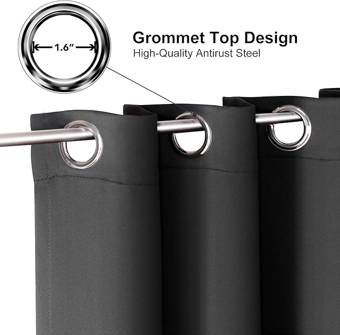 ChrisDowa Small Window Curtains 40 inches Long for Bedroom - Grommet Short Thermal Insulated Room Darkening Curtains for Kitchen (2 Panels, Dark Grey, 29 x 40 Inch)