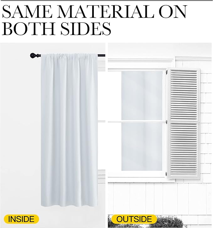 NICETOWN Blackout Curtain Panels for Living Room, Greyish White, 2 Panels, W52 inches x L84 inches, Energy Efficient & Noise Reducing Thermal Insulated Rod Pocket Blackout Drapes/Draperies for Window
