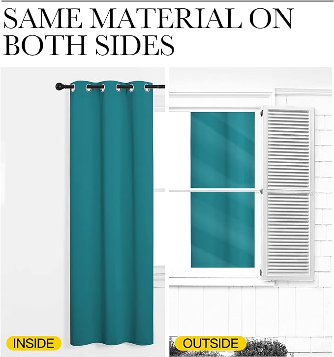 NICETOWN Room Darkening Curtains 78 inch Length 2 Panels, Peacock Teal, 2 Pieces, W42, Thermal Insulated Grommet Blackout Curtains for Modern Casual Elegant Bedroom Kids Room Theme Decoration