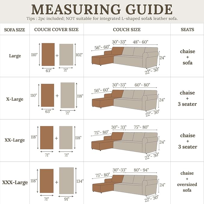 HOMERILLA Sectional Couch Covers for Sectional Sofa L Shaped Sofa Cover Blanket 2 Pieces L Shape Furniture Protector for Pets Dogs(Ivory, XXX-Large)