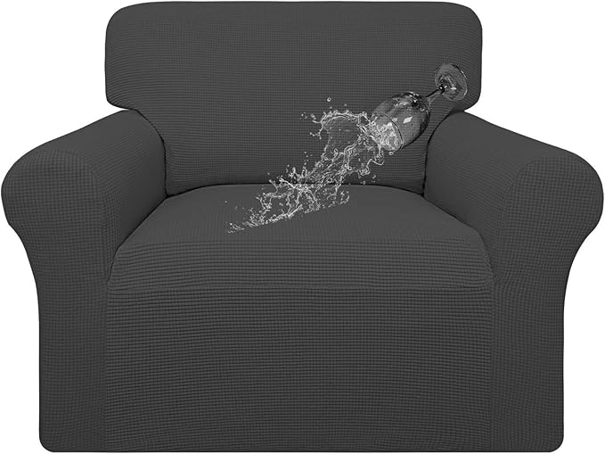 Easy-Going 100% Waterproof Oversized Chair Couch Cover, Dual Waterproof Sofa Cover, Stretch Jacquard Sofa Slipcover, Leakproof Furniture Protector for Kids, Pets, Dog and Cat, Dark Gray