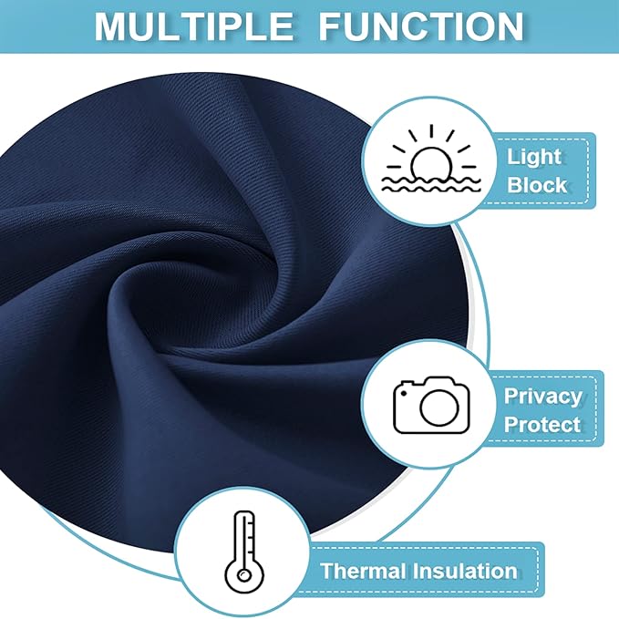 RYB HOME Blackout Curtains for Bedroom Living Room 72 inches Long, Thermal Insulated Privacy Rod Pocket Drapes for Nursery Office Home Theater, Width 42 by Length 72, Navy Blue, 2 Panels