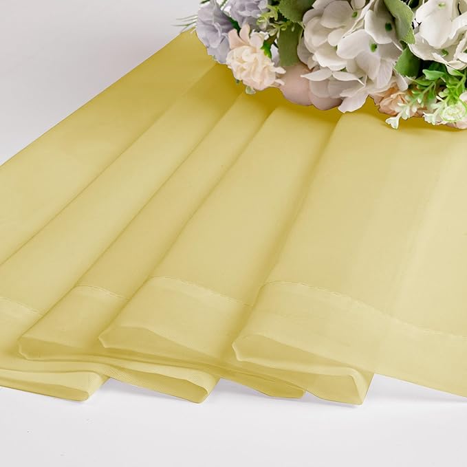Chyhomenyc Mustard Yellow Sheer Curtains 84 Inches Long, Light Filtering Window Sheer Curtain Panel Drapes, Elegant Rod Pocket Soft Voile for Bedroom Living Room, Each 42Wx84L Inches, 2 Panels