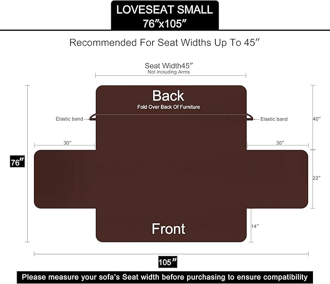 U-NICE HOME Loveseat Sofa Cover Reversible Couch Covers for 2 Cushion Couch for Dogs Furniture Protector Cover with Elastic Straps Water Resistant(Loveseat Small, Beige/Beige)