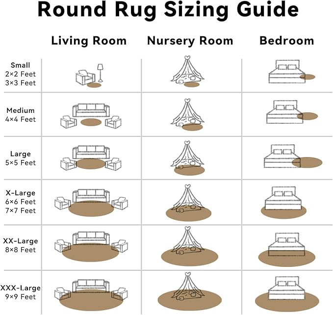 OLANLY Taupe Round Rugs for Bedroom - Machine Washable, 4 ft Circle Area Rugs for Living Room, Soft and Fluffy Shaggy Carpet for Teen Girl and Boys, Nursery Rooms, Dorms, Home Decor Aesthetic