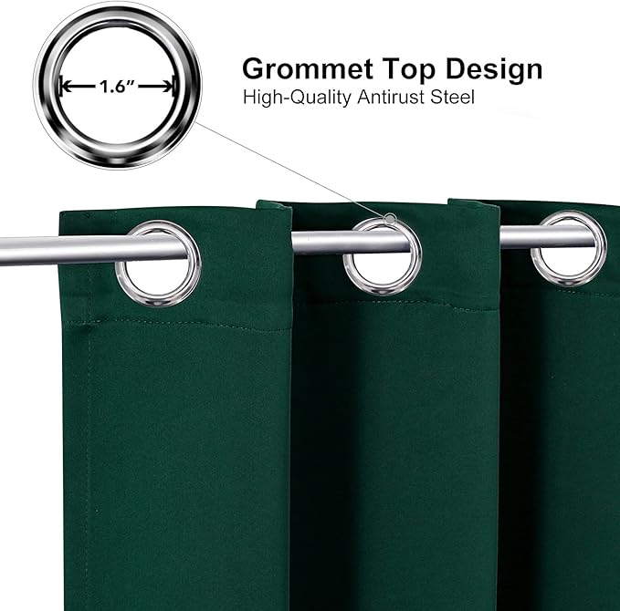 ChrisDowa Blackout Curtains 120 Inches Long 2 Panels Set for Living Room, Grommet Thermal Insulated Room Darkening Curtains for Bedroom (Forest Green, 52 x 120 Inch)