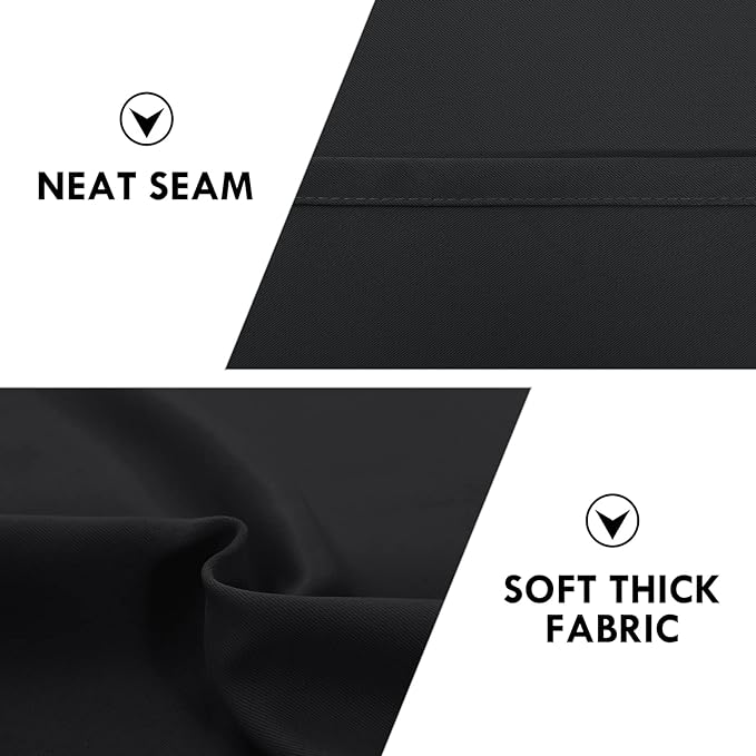 DWCN Black Room Darkening Blackout Curtains - Rod Pocket Thermal Insulated Privacy Energy Saving Window Curtain Drapes 42x 72 inch Length, Set of 2 Bedroom Living Room Curtains