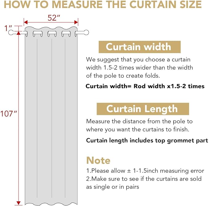 H.VERSAILTEX Living Room Linen Curtains Semi Sheer Curtains Nickel Grommet Curtain Energy Saving Light Filtering Window Treatments Panels for Bedroom, Rust, 2 Panels, 52 x 108 - Inch