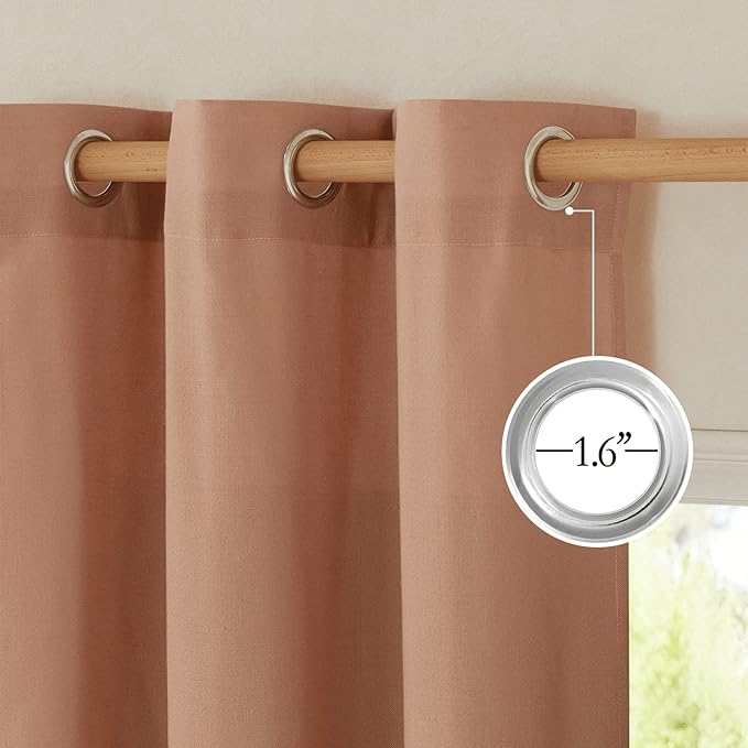 NICETOWN Rustic Linen 96 inch Long Curtains for Living Room, Grommet Privacy Added Thick Linen Weave with Light Filter Window Curtains & Drapes for Bedroom, Terracotta, W42 x L96, 2 Panels