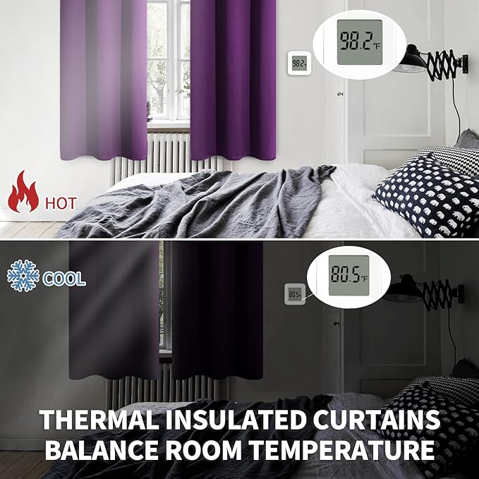 BGment Blackout Curtains - Grommet Thermal Insulated Room Darkening Bedroom and Living Room Curtain, Set of 2 Panels (52 x 45 Inch, Royal Purple)