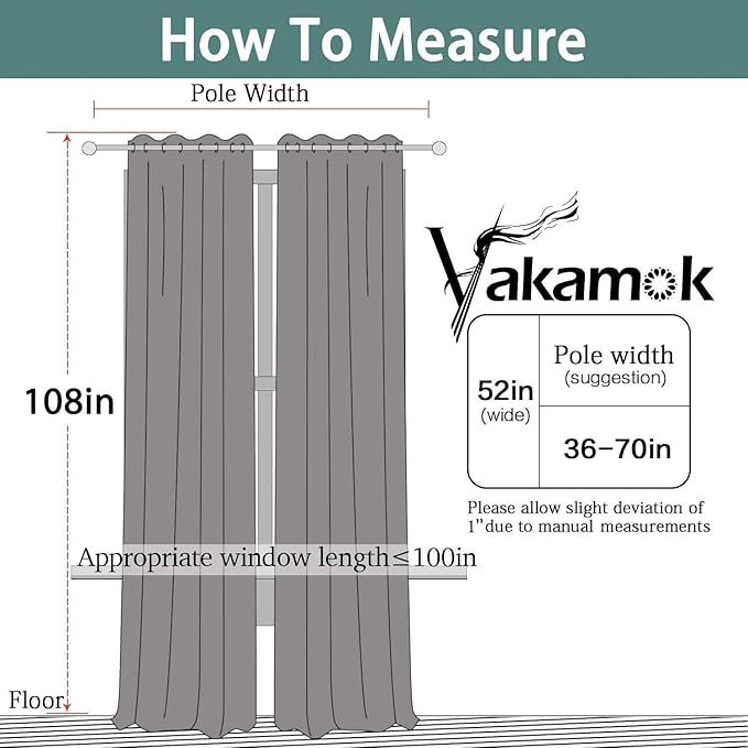 Yakamok Premium Room Darkening Thermal Insulated Curtains for Bedroom/Living Room - Classic Grommet Top (2 Panels, Taupe, 52 Inch by 108 Inch)