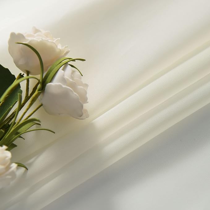 SpaceDresser Basic Rod Pocket Sheer Voile Window Curtain Panels White 1 Pair 2 Panels 42 Width 45 Inch Long for Kitchen Bedroom Children Living Room Yard(Ivory,42 W x 45 L)