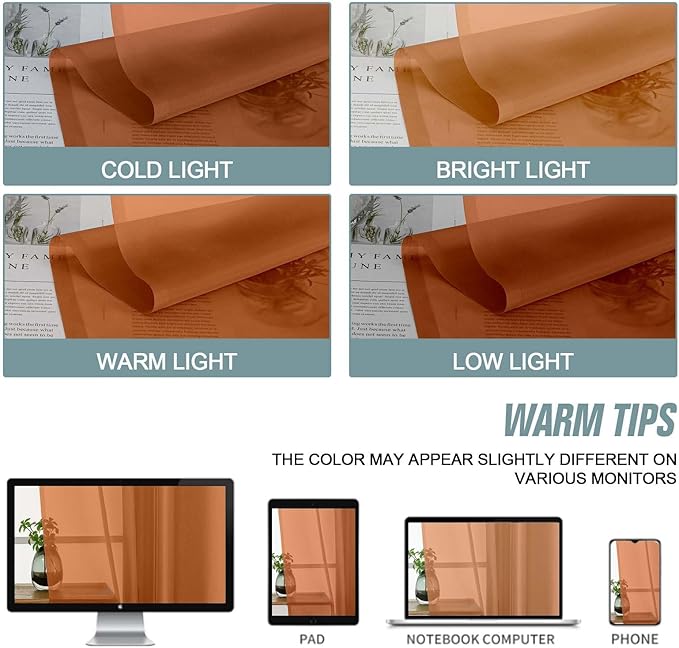 Orange Sheer Curtains Tier 30 Inches Length 2 Panels Set, Light Filtering Lightweight Soft Window Treatments Drapes, Cute Elegant Cafe Curtains for Nursery, Dual Rod Pocket, 2x42Wx30L Inches
