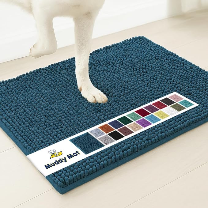 Muddy Mat® | Super Absorbent Door Mat Indoor, Microfiber Quick Dry Chenille Entryway Rug, Non-Slip Front Door Mat, Indoor Mats for Entryway, Machine Washable Pet Rug, Atlantic Blue 30"x19"